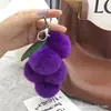 Colgante con Forma de Uva Piel de Conejo Real Llavero para Coche Ins Pelota de Felpa Linda Accesorio para Bolso Juguete de Peluche Estilo Ins