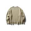 Ropa Vintage Otoño/Invierno 2025 Estilo Japonés Moderno Patchwork Falso Dos Piezas Suéter de Cuello Redondo para Hombre y Mujer Tejido de Punto Simple de Color Sólido