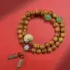Pulsera Exquisitamente Elaborada de Sándalo Dorado con 108 Cuentas, Estilo Popular para Hombres y Mujeres, Pulsera de Pareja, Cuentas de Oración Budista, Especialmente Proporcionada para Puestos del Mercado