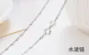 Collar con colgante largo de plata de ley 925 para mujer - Cadena de plata de ley sin colgante - Cadena para la clavícula - Cadena simple desnuda - Cadena para suéter