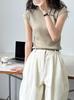 Lu Xi Nuevo Top de Punto de Lana Ajustado de Primavera y Verano Simple de Hombros Descubiertos Suave y Ceroso de Manga Corta para Mujer Ss269