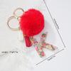 Llavero colgante con letra de pieza de fruta de resina transparente transfronteriza, llavero colgante de bola de pelo roja de moda personalizado