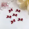 Accesorios para Uñas con Lazo Rojo Vino Lazo Rojo Oscuro de Zapato de Ballet con Perlas Aleación de Uñas Accesorios de Diamante