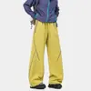 Calça Funcional para Paraquedista com Costura em Cor Contrastante, Tecido Respirável de Secagem Rápida, Calça Longa Solta de Perna Larga Estilo Montanha para Homens