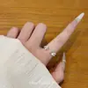 ¡Romance Blanco! Anillo de Diamante y Perla Brillante para Mujer, Anillo de Banda Lisa de Lujo Ligero de Gama Alta, Anillo Abierto de Diseño de Nicho