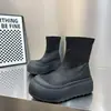 Botines Ajustados de Piel Elástica Gu Yun Otoño Nuevo 2026 Zapatos de Plataforma con Suela Gruesa para Mujer que Aumentan la Altura Botas Martin Casuales para Mujer