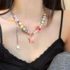 Collar con borlas y estrellas de cuentas de color dopamina para mujer, nuevo collar de explosión de 2024, dulce paraíso de dulces para niña.