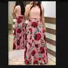 Nueva Falda Larga Estilo Europeo y Americano de Amazon Vestido de Manga Larga y Corta con Impresión Digital y Combinación de Colores Ropa Femenina Transfronteriza