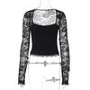 Ropa de Mujer Más Vendida en Europa y América Verano 2025 Nueva Moda Sexy Encaje Puntada Hueca Tops de Manga Larga Venta al por Mayor de Comercio Exterior