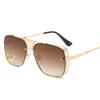 8037 liquidación borde de malla metálica doble varilla gafas de sol tipo caja gafas de sol para hombre y mujer Amazon gafas al por mayor protección UV
