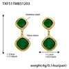 Acero Inoxidable Corte Cuadrado Borde de Pan Piedra de Vidrio Colgante Pendientes Collar Pulsera Set de Joyería Chapado en Oro de 18K