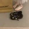 2025 Novo Outono e Inverno Estilo Coreano Strass Mais Pelúcia Pelo Sapatos Baixos Flats Franceses Flats Boca Rasa Sapatos Mary Jane para Mulheres