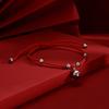 Pulsera de Campana de Cuerda Roja Tejida a Mano de Plata Esterlina S925 para Mujer Estilo Nicho de Mediados de Siglo Pulsera de Cuerda de Mano Año Animal con Cuentas de Transferencia