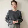Estilo Novo Outono e Inverno Suéter Soltinho de Gola Redonda com 7 Fios e Bolsos para Mulheres Casual Versátil Quente e Confortável Suéter Engrossado para Mulheres