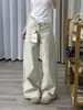 Calça pantalona damasco petite feminina cintura baixa jeans solta estilo BF preguiçoso reta casual