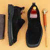 Zapatos de Piel para Hombre 2026 Modelo Nuevo Piel Genuina Estilo Británico Ante Suela Gruesa Punta Cuadrada Slip-On Mocasines Formales Transfronterizos en Stock