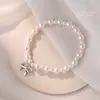 2025 Novo Bracelete de Pérolas com Laço em Prata Esterlina S999 Feminino Levemente Luxuoso de Alta Qualidade Francês Elegante Bracelete de Contas
