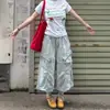 Shorts Cargo de Mezclilla Lavada con Múltiples Bolsillos, Estilo Americano, Ajuste Holgado de Nicho, Shorts Casuales de Pierna Ancha Adelgazantes para Hombres y Mujeres