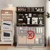 Suporte de Chão com Painel Perfurado Preto para Cantinho do Café - Armazenamento para Máquina de Café, Xícaras e Cápsulas (Sem Furos)
