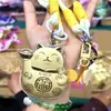 Chaveiro Gato da Sorte com Folha de Ouro 999 e Peça de Ouro, Pingente para Celular, Placa de Ouro, Lembrança para Evento Corporativo, Presente Cultural e Criativo