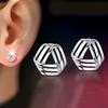 Aretes de Plata Temperamento Estilo Coreano Europeos y Americanos Aretes Rima Linda Joyería Pequeña Joyería de Plata Aretes Retorcidos Chapados en Platino