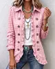 Abrigo retro de estilo europeo y americano de doble botonadura con cuello de volantes, mangas largas y diseño estampado, adecuado para uso casual.