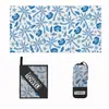 Toalha de praia magnética transfronteiriça, toalha de banho de secagem rápida, capa de assento de carro de uso duplo, tapete de praia floral tropical azul fresco