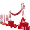 Decoração de Quarto de Casamento Conjunto de Atmosfera de Casamento Dupla Felicidade Placa KT Serpentinas Conjunto Completo de Decoração Sala de Estar da Noiva Quarto Parede de Fundo