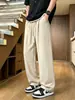 Calça de Linho Sintético para Meninos, Estilo Fino de Verão, Calça Casual Reta para Adolescentes, Respirável e Confortável, Calça Longa com Cordão e Cintura Elástica