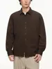 Camisa de punto con textura de manga larga retro americana para hombre Muqiu, estilo "old money", top tipo chaqueta casual holgado