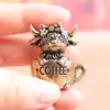 Xícara de Café de Latão Puro com Vaca das Terras Altas, Vaca de Desenho Animado, Iaque, Itens Vintage, Decoração de Mesa de Quarto, Animal de Chá, Ornamento de Artesanato