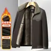 Casaco de Inverno para Pai Jaqueta de Algodão com Forro de Lã e Estilo Engrossado para Homens de Meia-Idade e Idosos, Jaqueta Casual Quente com Lapela Top de Inverno