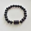 Pulsera Elástica de Cuentas Transfronterizas Europeas y Americanas Espaciador Negro Mate Doce Constelaciones Piedra Natural con Cuentas Pulsera de Pareja