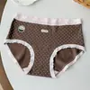 A9869 Estampado de Leopardo Lunares Marrón Polvo Suave Maillard Ropa Interior para Mujer Cómoda Amigable con la Piel Otoño Invierno Algodón Puro Entrepierna Extendida 10A