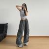 Macacão Spice Girls Cintura Alta Feminino Bolso Grande Estilo Americano Calça Larga Solta Novo Estilo