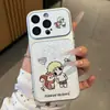 Funda de Teléfono Linda de Dibujos Animados de Pareja de Otoño para Apple 17 Pro Max, Huawei, Xiaomi, Vivo con Ventana de Visualización Grande