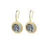 Estatua de mujer romana antigua nueva europea y americana Moneda antigua de plata tailandesa Pendientes de botón de plata de ley Pendientes de gancho para la oreja de moda retro de alta calidad para mujer