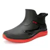 Botas de Lluvia Cortas de Moda para Hombre, Zapatos Impermeables Antideslizantes, Zapatos de Goma para Cocina, Lavado de Autos, Sitio de Construcción, Botas de Agua Resistentes al Desgaste, Forradas de Felpa para Calidez