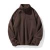 Moletom Pesado com Gola Alta 430g, Novo Estilo Primavera, Design de Listra no Ombro Estilo Japonês, Cor Sólida Retrô, Jaqueta Grossa com Forro de Fleece