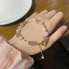 Pulseira Fresca de Cristal Morango Super Fada com Pérolas Mistas para Usar, Pulseira Feminina, Pulseira Flor de Pessegueiro, Presente para Namorada