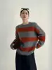 Suéter de Punto Esponjoso Cepillado 6% Cachemira 94% Lana Personalizado Xu Dafan, Suéter Rayado Holgado Nube Otoño Invierno para Mujer