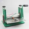 Máquina eléctrica pequeña para tiras de cuero operada a mano, máquina manual dispensadora de pegamento, máquina prensadora de correas de hombro y máquina de pegado de cuero