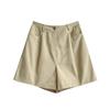 Shorts de terno tricolor de cintura alta estilo coreano, novo estilo, elegante, versão A, calças casuais, calças de comprimento médio para mulheres