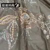 Tecido de veludo para outono e inverno com bordado floral, tecido de casaco bordado estilo chinês, colete estilo étnico, tecido para vestido feminino