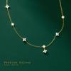 Collar de trébol de plata S925 para mujer, estilo moderno y sexy, cadena de clavícula ALSN002