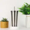 Taza térmica de acero inoxidable 304 transfronteriza, taza creativa simple con tubo de succión al vacío, taza portátil para exteriores, regalo para coche, taza de coche