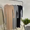 Hermana Kim] Kardashian Sk* Serie Suave para Estar en Casa Vestido Largo de Manga Larga Vestido de Modal Acanalado