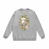 Moletom fino de terry para comércio exterior transfronteiriço, para homens e mulheres, estação outono, com estampa de letras homem-macaco e camuflagem, caimento solto, gola redonda, pulôver, moderno