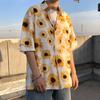 2025 Flores, Florais e Plantas Camisa de Flores de Verão Solta para Casal Manga Curta Havaiana Proteção Solar Camiseta