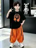 Ropa para niños para niños, traje de verano de manga corta, nuevo estilo de verano 2026 para niños mayores, deportivo, genial, elegante y moderno
